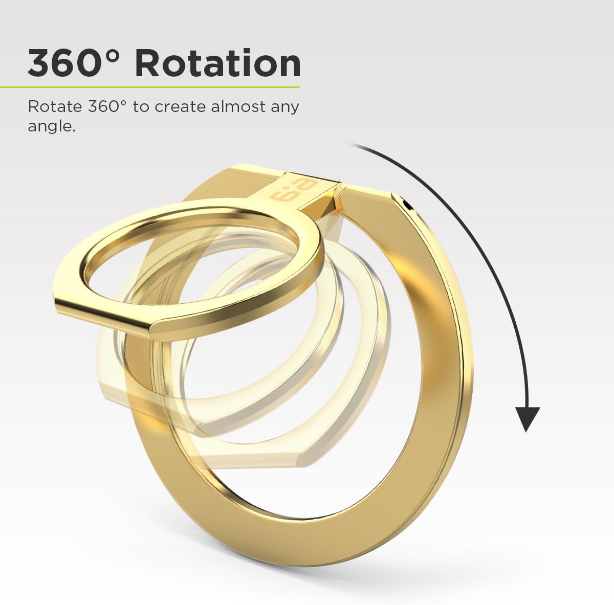 PureGear Magnetic Phone Grip Ring Stand, Magnetic Phone Ring Holder for MagSafe iPhone Air, 17, 17Pro, 17ProMax, 16, 16Pro, 16Plus, 16ProMax, 15, 15Plus, 14, 13, 12, Adjustable Kickstand (Gold)